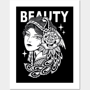 Girl Beauty Traditional Vintage Tattoo Posters and Art